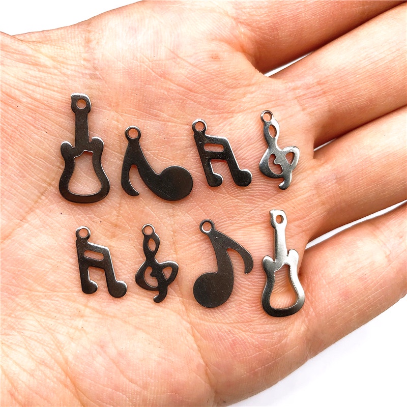 20 Pcs Liontin Bentuk Note Musik Bahan Stainless Steel Untuk Membuat Perhiasan Charms