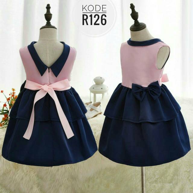 DRESS IMPORT TONG TONG MI NAVY PEACH