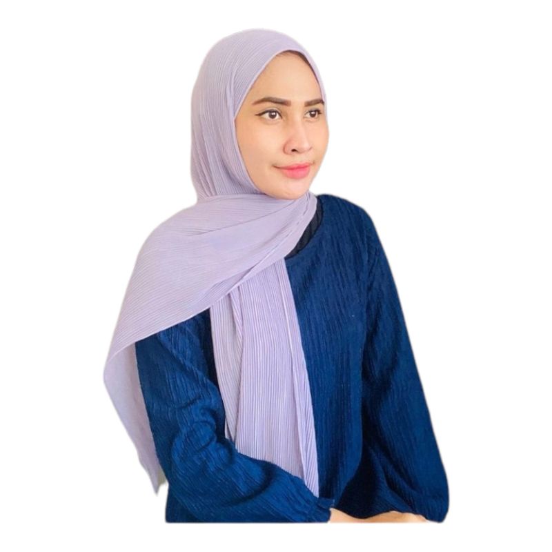 Hijab Pashmina Plisket Shawl/Pashmina Plisket Ceruty Babydool-abu-muda