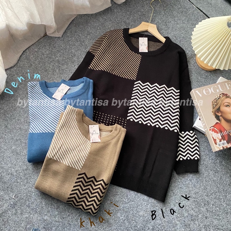 SWEATER RAJUT OVERSIZE ZILLIA BAHAN TEBAL PREMIUM QUALITY MIX MOTIF