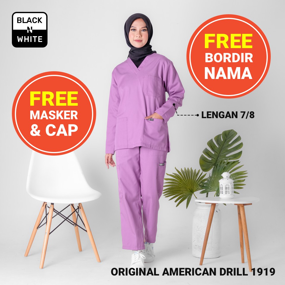 Atasan / Baju OKA / Baju Jaga / Baju Perawat / Baju OK / Baju Dokter Jaga / Baju SCRUB-AM1919 7/8
