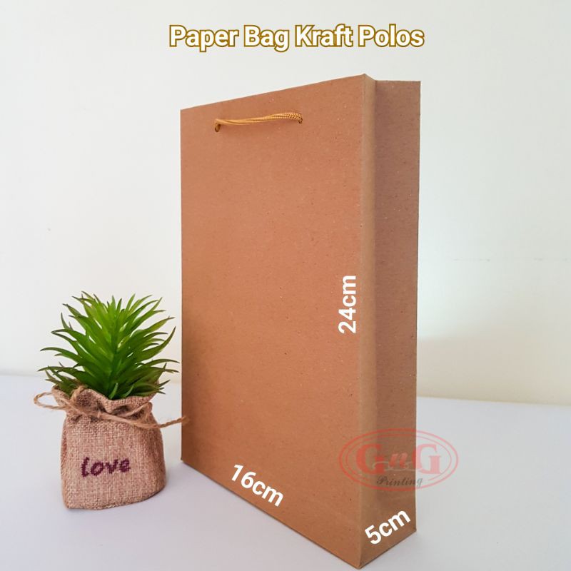 

20pcs - 16x5x24 Paper Bag Kraft Polos , Paper Bag , Shopping Bag , Kantong Kertas