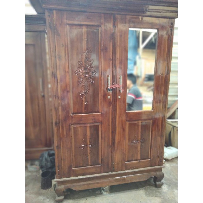 lemari pakaian kayu jati asli