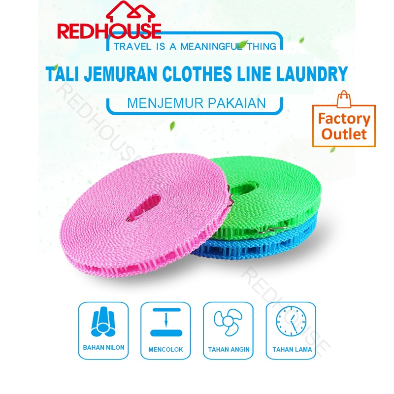 RED HOUSE Tali Jemuran Clothesline Laundry Baju JEMURAN Tali Jemuran 3.5 Meter