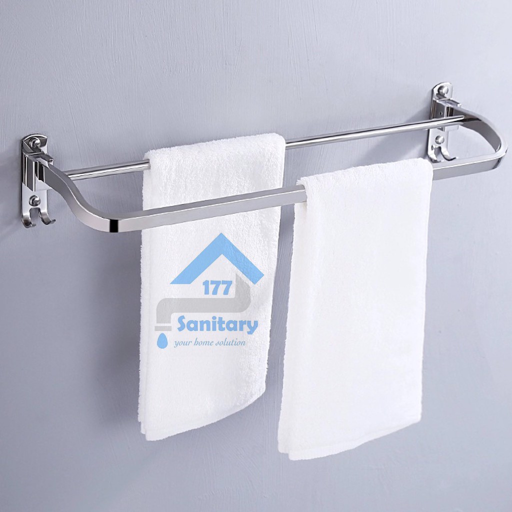 Rak Handuk Stainless Lipat 2 Susun Minimalis  8081- Gantungan Tempat Handuk Double Kapstok hook towel rack 2baris/S7