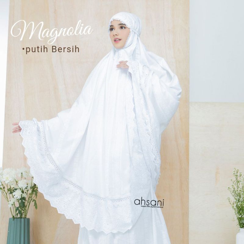 Mukena Dewasa Putih Katun Paris Premium / Mukena Renda