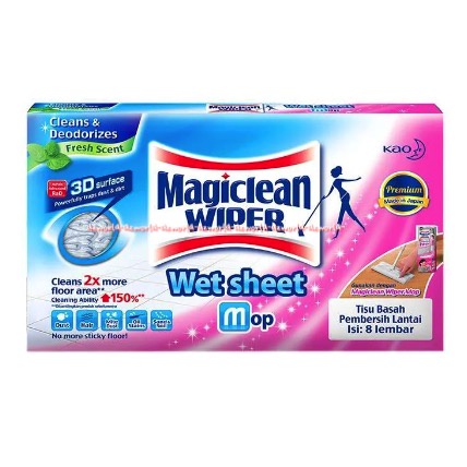 Magiclean Wiper Wet Sheet Mop 8Lembar Tisu Basah Pembersih Lantai Magic Clean Magicclean Magic Clean Kain Pel Model Tissue Basah Tissu