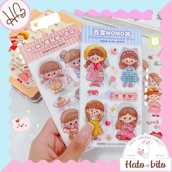 

1 set 14 lembar sticker karakter momo self portrait ootd lucu diy cute deco stiker jurnal kawai aesthetic HB1331