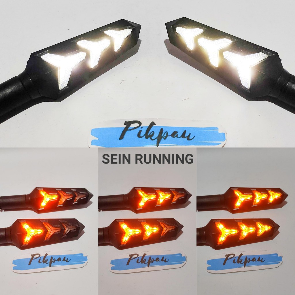 Lampu Motor Sein Panah Universal LED Sen Running Model Panah Terdapat 3 Warna