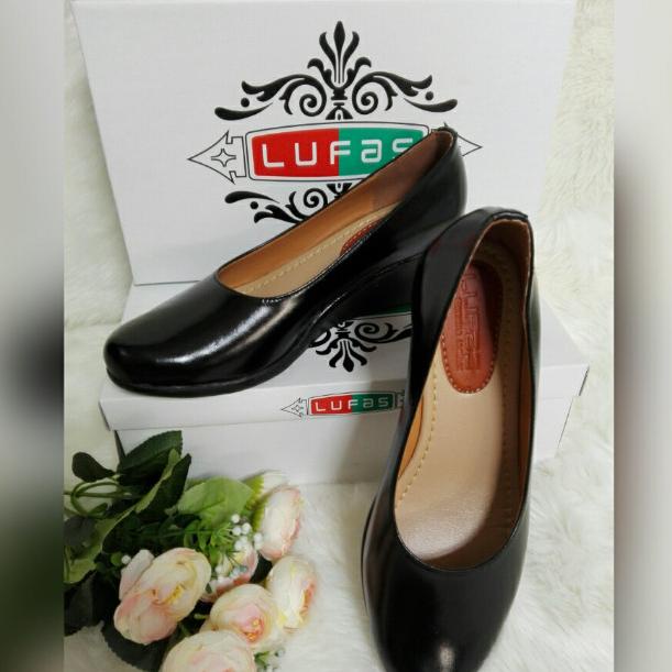 sepatu kerja dinas wedges kulit lufas original wanita persit jala pia HEMAT
