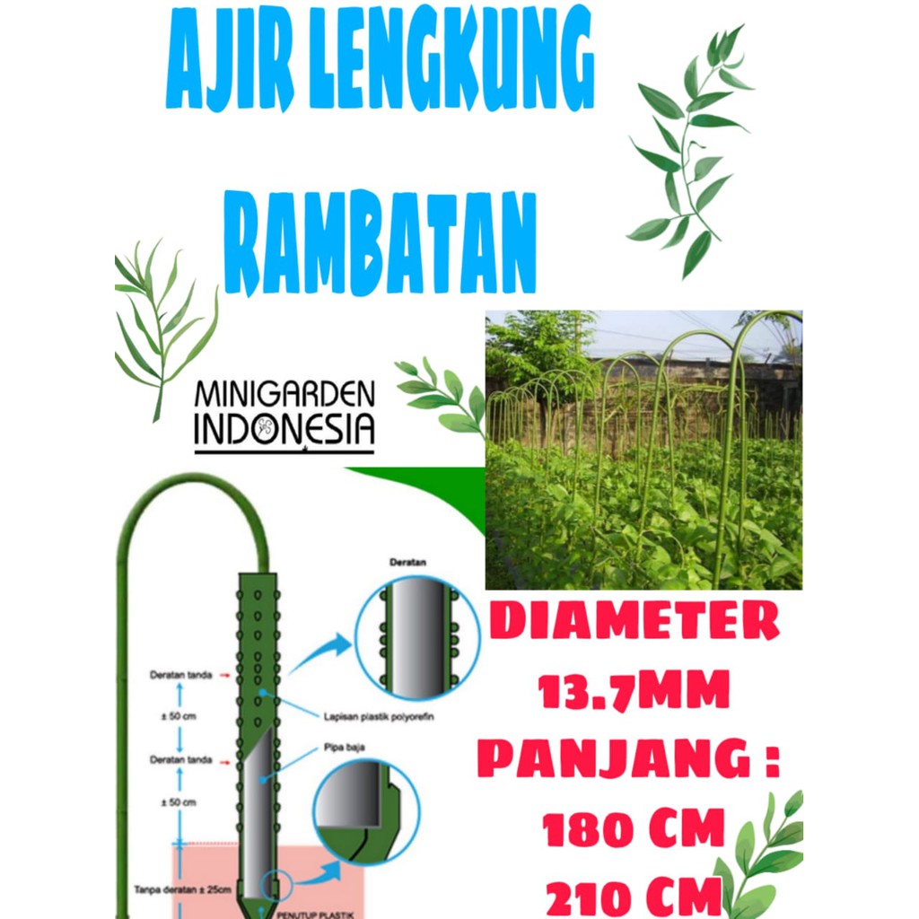 AJIR LENGKUNG 210 CM KUALITAS JEPANG turus modern tanaman rambat arch pipe penyangga lanjaran