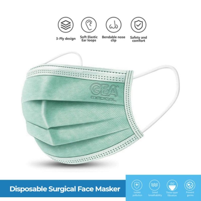 Masker Earloop Gea Surgical Face Mask 3ply/Masker Karet GEA