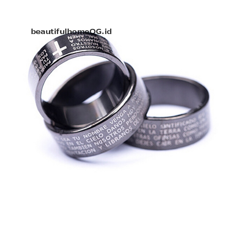 1pc Cincin Bahan Titanium Steel Desain Salib Untuk Pria / Wanita