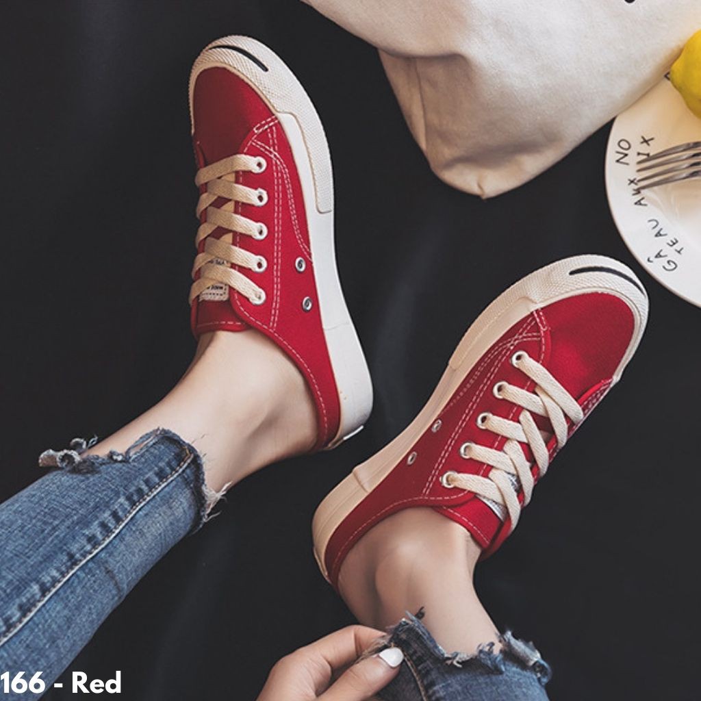 SNEAKERS SLOP WANITA IMPORT KANVAS TERBARU SELEBGRAM CASUAL KERJA SEPATU CEWEK 166