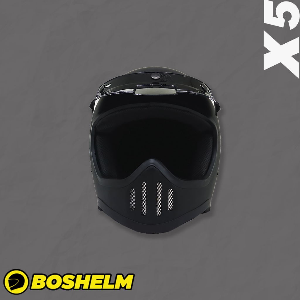 Boshelm Helm Cakil Fino X5 Hitam Doff Helm Retro Full Face Sni