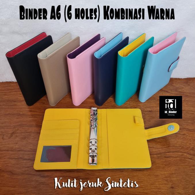 

BEST SELLER BINDER A6 KOMBINASI WARNA KULIT JERUK SINTETIS - BLACK - MAROON