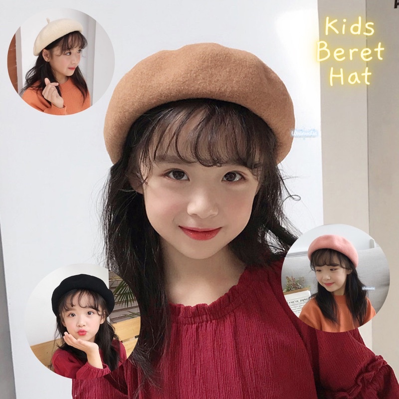 Beret hat pumpkin kids import topi kupluk anak cewek cowok perempuan korean style fashion winter musim dingin