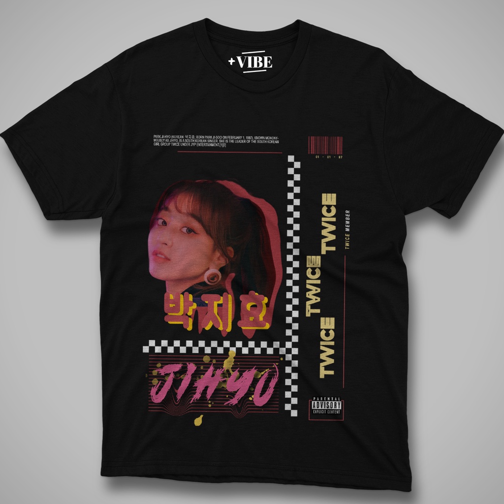 Kaos Hitam Streetwear Jihyo TWICE
