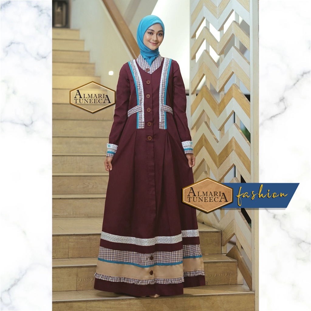 Gamis Pesta Mewah Gamis Wanita Original ALMARI TUNEECA Ancienty Reddish AT-1321 002