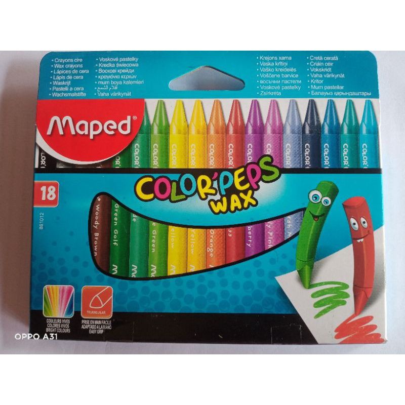 

crayon mewarnai Maped colorpeps wax isi 18