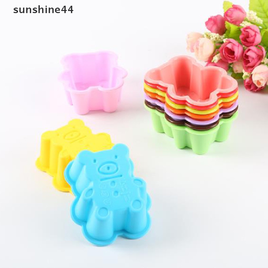 Sunshine 4PCS Cetakan Kue / Muffin Bentuk Beruang Lucu Bahan Silikon