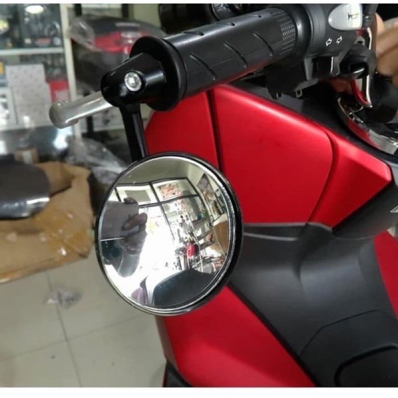 PROMO Spion Jalu Bulat Flexible cnc Kaca cembung / Bar End Mirror universal Motor