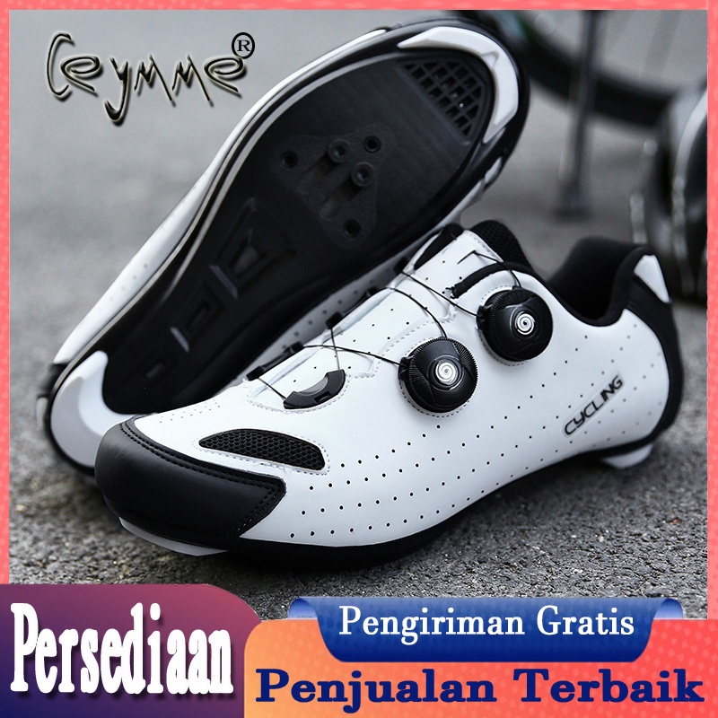 [Tersedia] Sepatu bersepeda sepatu cleat roadbike pria Sepatu Cleat Double Lock Sepeda Roadbike sepa