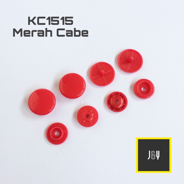 Kancing cetet snap button plastik 15 mm kode 1515 merah