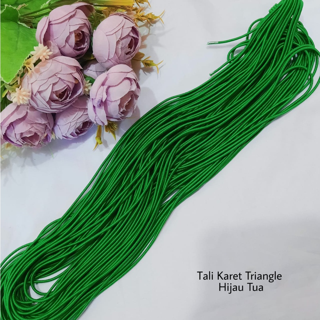 TALI KARET TRIANGLEHIJAU TUA/ ELASTIS  FRAME TENDA IKAT RAMBUT TALI JAKET TAS AKSESORIS TALI MASKER