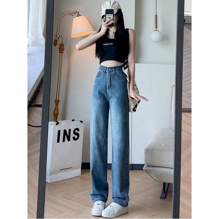 ✅COD New celana jeans panjang wanita high waist kulot korean style impor longgar