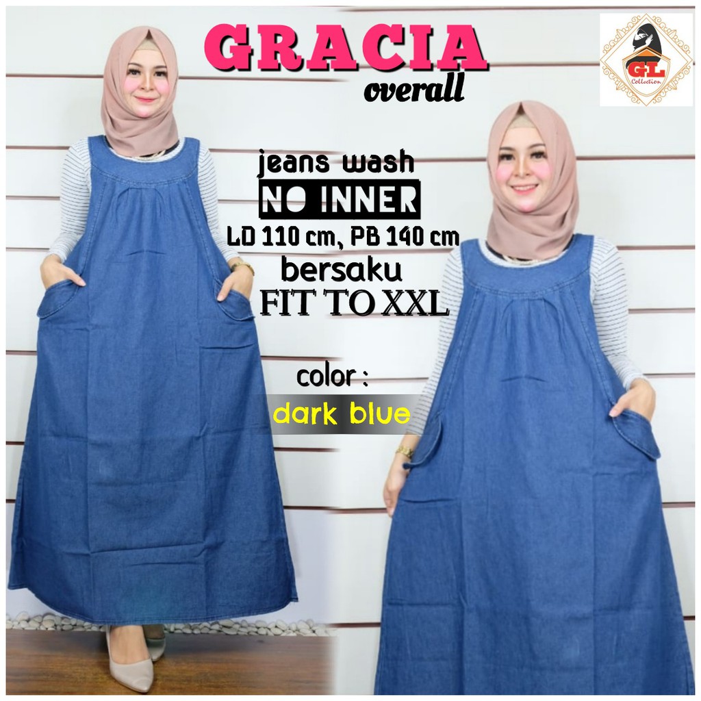 GRACIA OVERALL SET | JEANS WASH LD 110CM PJ 140CM | OVERALL JUMBO