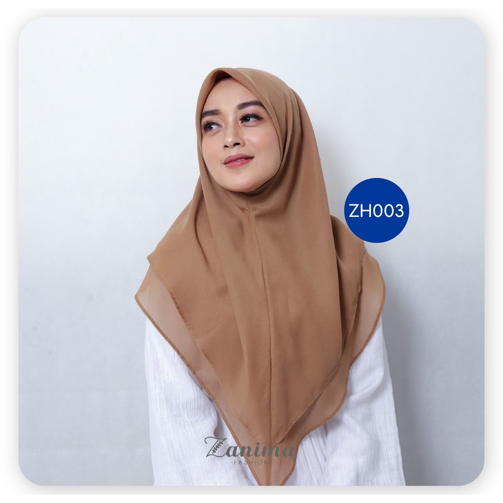 Jilbab Segi Empat Instan Double Layer Bahan Ceruti Babydoll - Zanima Brown