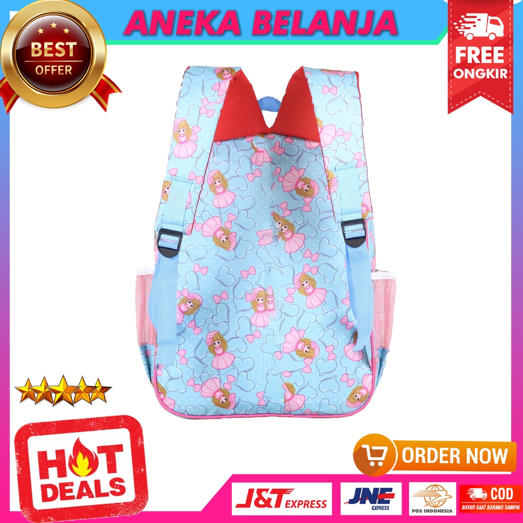 Tas Anak Cewek Model Lampu Karakter Frozen Biru Imut Lucu Ransel Sekolah TK PAUD Murah Berkualitas