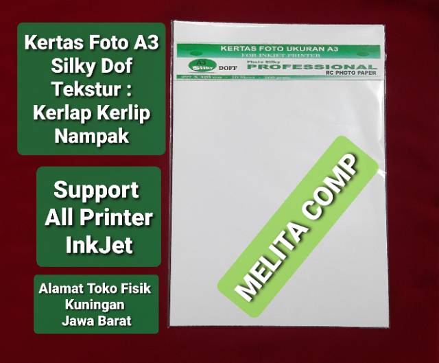 

Spectra kertas Foto A3 silky doff ukuran 297mm x 420mm 10lembar anti air