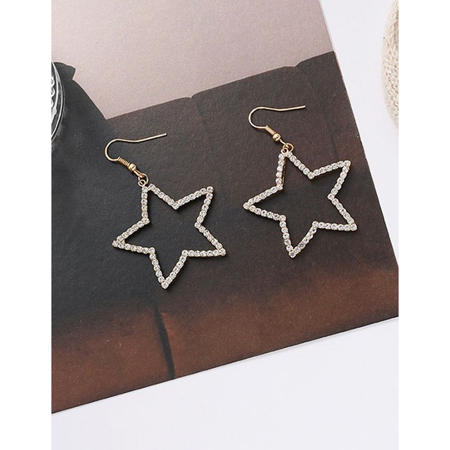 LRC Anting Gantung Fashion Golden Five Pointed Star Hollowed K15900