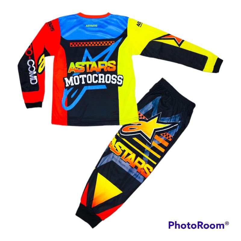 SETELAN BAJU MOTOR CROSS ANAK /GRATIS SABLON NAMA ANAK