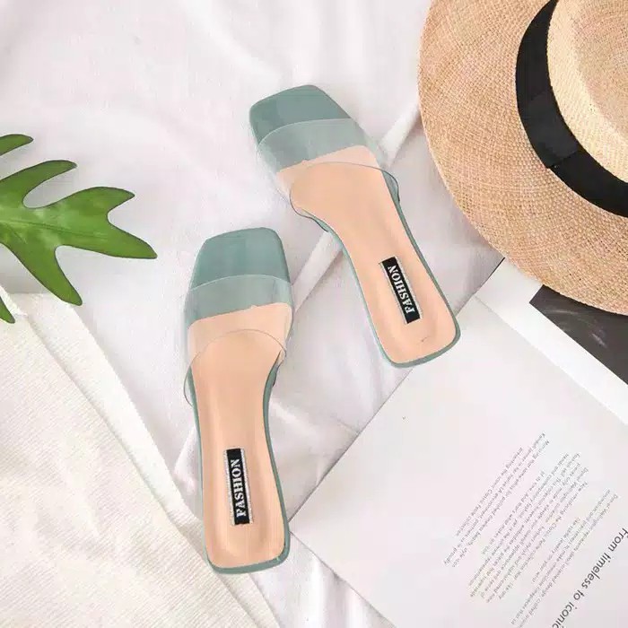 SANDAL HEELS WANITA HAK KACA MIKA 5CM