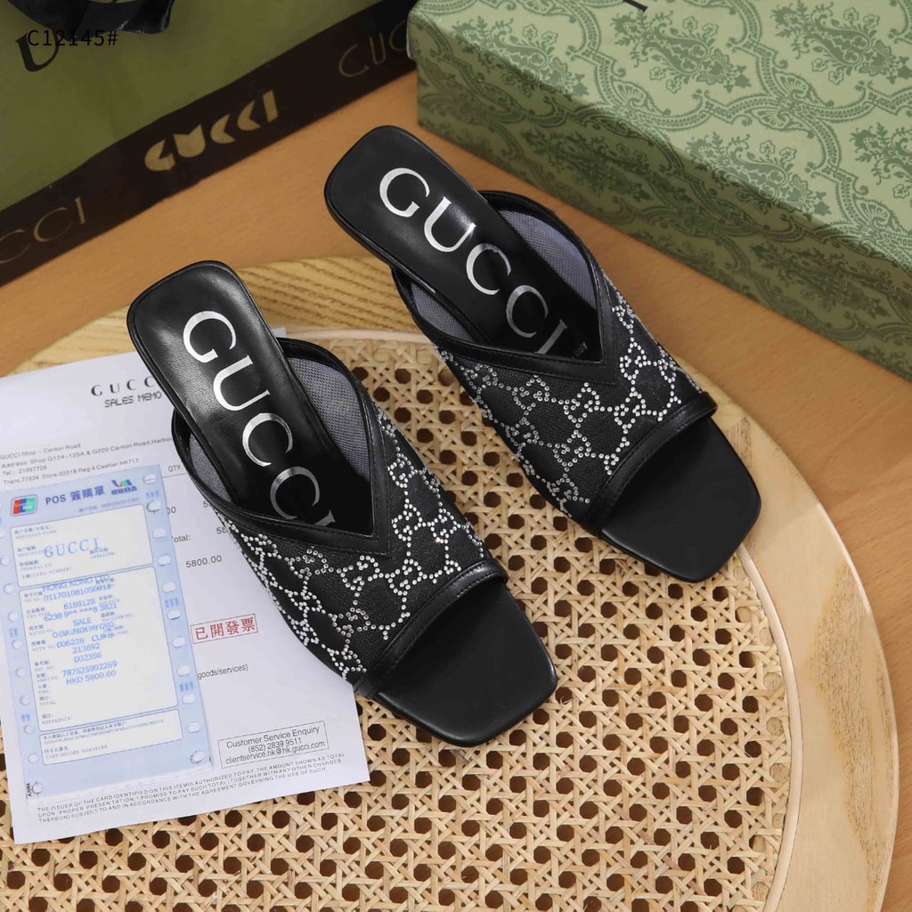 GC GG Mid-Heel Open-toe Diamond Pump Heels Sendal C12145
