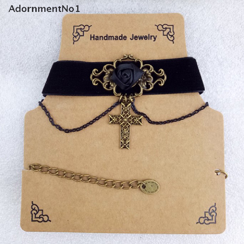 (AdornmentNo1) 1pc Kalung Choker Rantai Pendan Salib Yesus Gaya Vintage Untuk Wanita