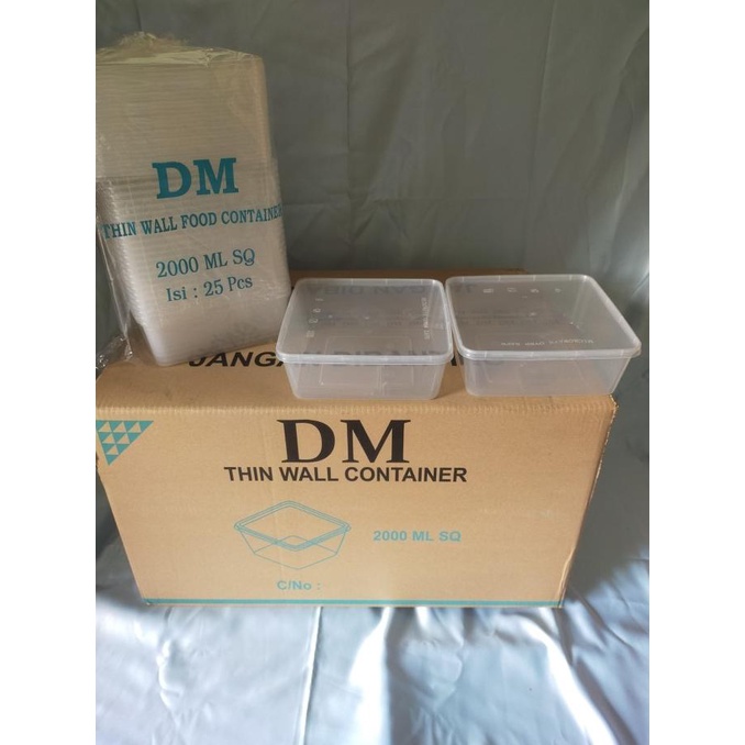 Dm thinwall container / kotak makan 2000ml SQ termurah @150 set