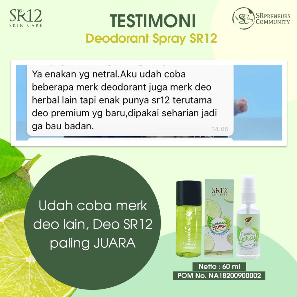 Deodorant Spray SR12 Penghilang Bau Badan Pencerah Ketiak Ampuh