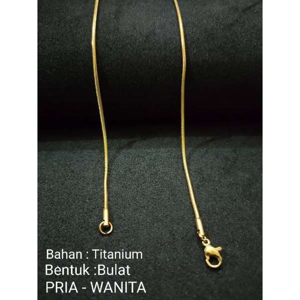 kalung titanium pria wanita model bulat emas anti karat selamanya