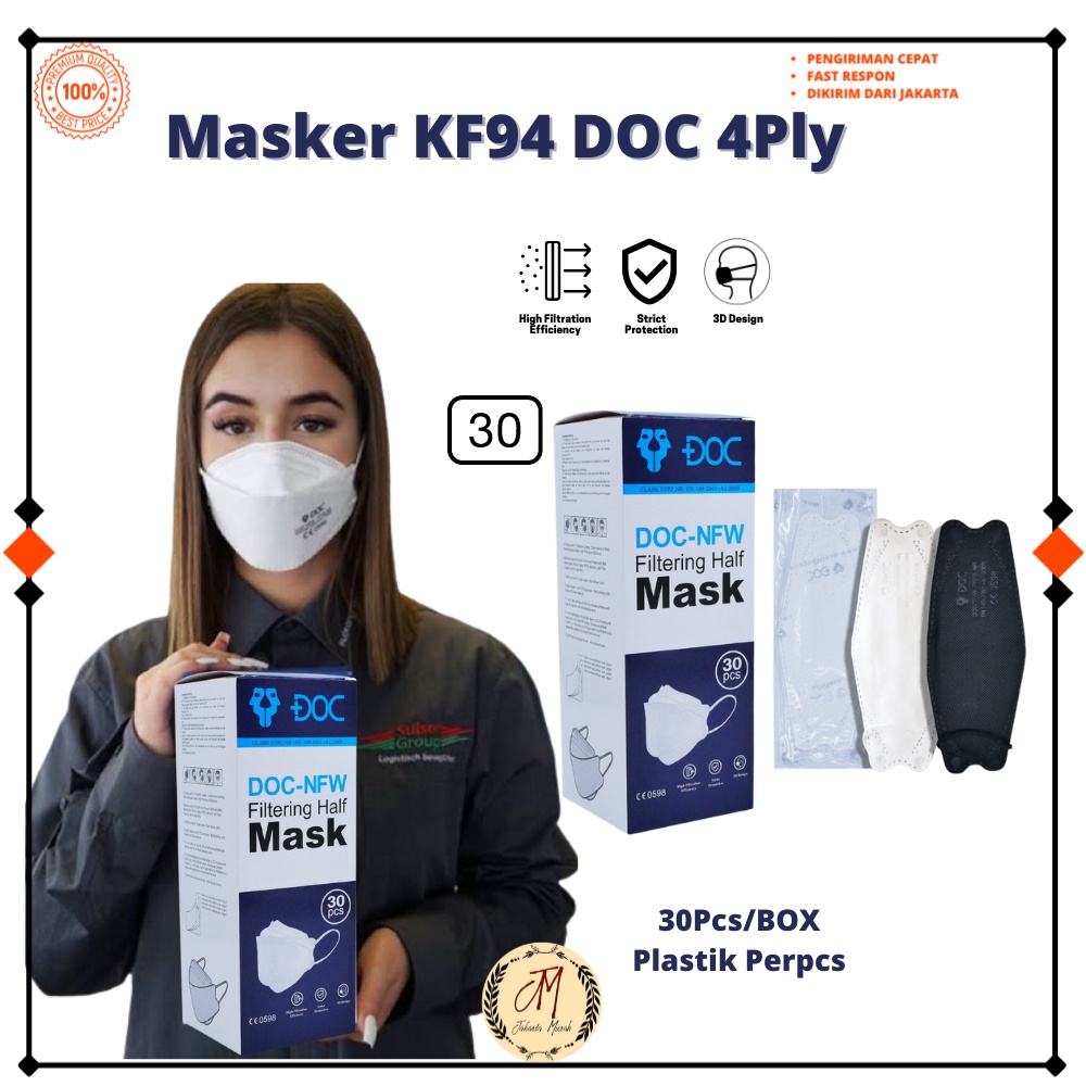 Masker KF94 DOC Single Pack 1Box isi 30 Pcs Earloop Premium Mask JKM