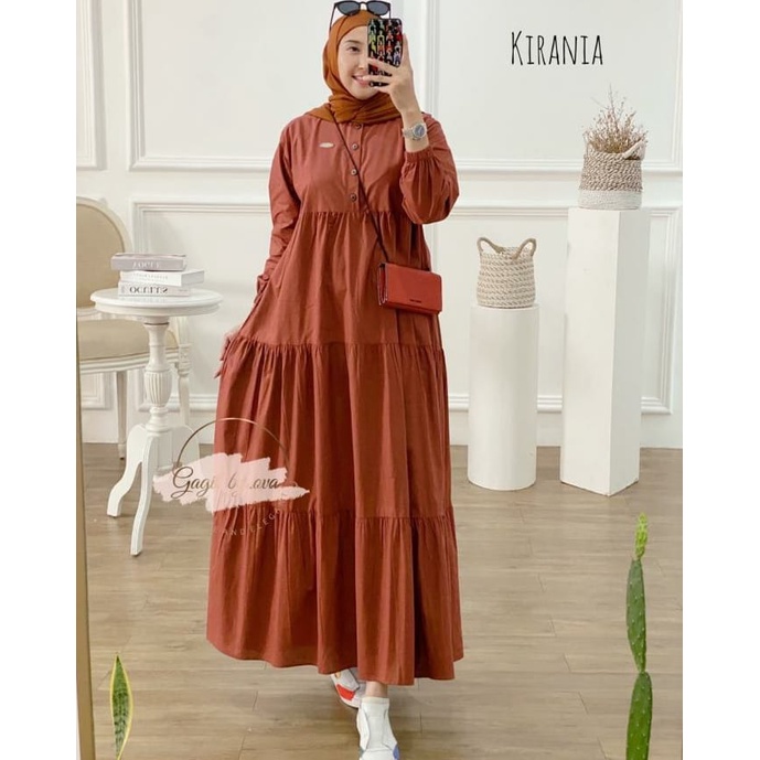 Kirania Dress Jumbo XL, XXL, XXXL Gamis Rayon Premium Terbaru Gamis Polos Katun Busui Friendly Long Dress Muslim Home Dress Casual