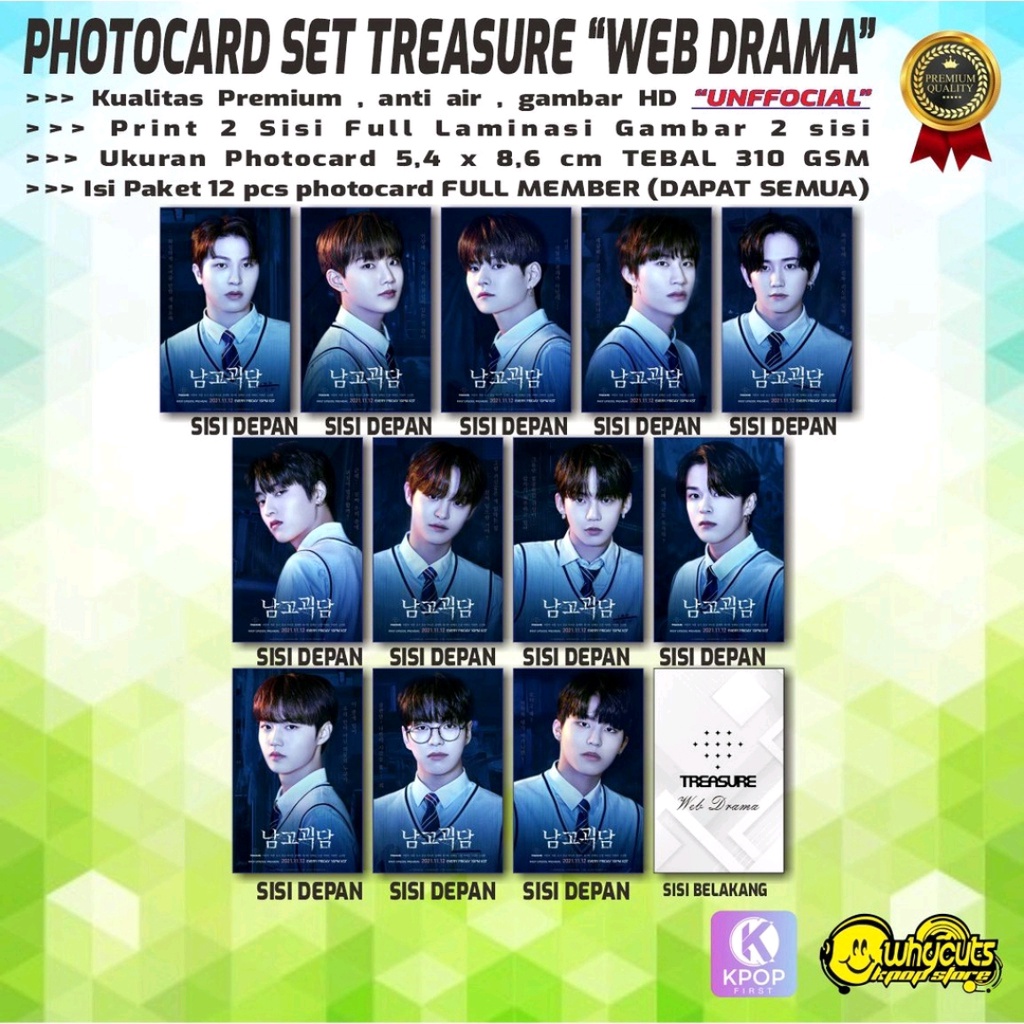 PHOTOCARD SET KPOP PREMIUM TREASURE // PHOTO SELFIE 2022 WEB DRAMA // PRINT 2  SISI FULL LAMINASI GLOSSY // ANTI  AIR