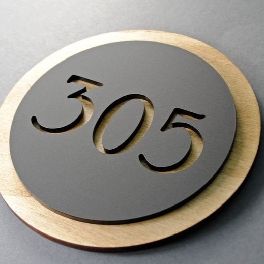 NOMOR RUMAH ACRYLIC KOMBINASI KAYU