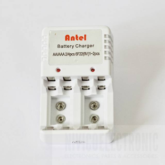 charger baterai AA, AAA, kotak 9v Antel CS08C isi 4