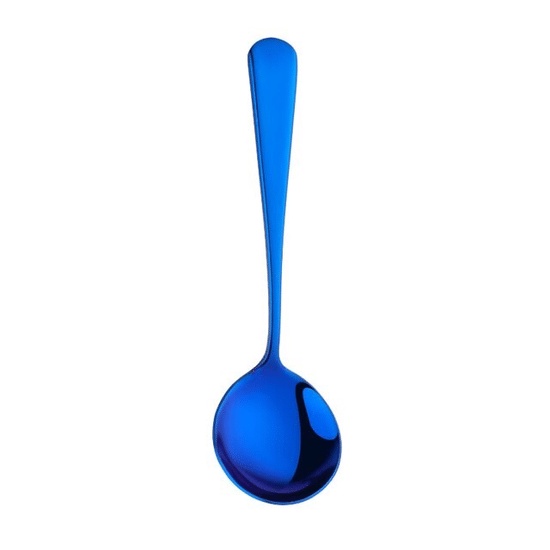 Spoon Stainless Steel Big Round BLUE 16 CM - Sendok Bulat Es Cream Sendok Dessert