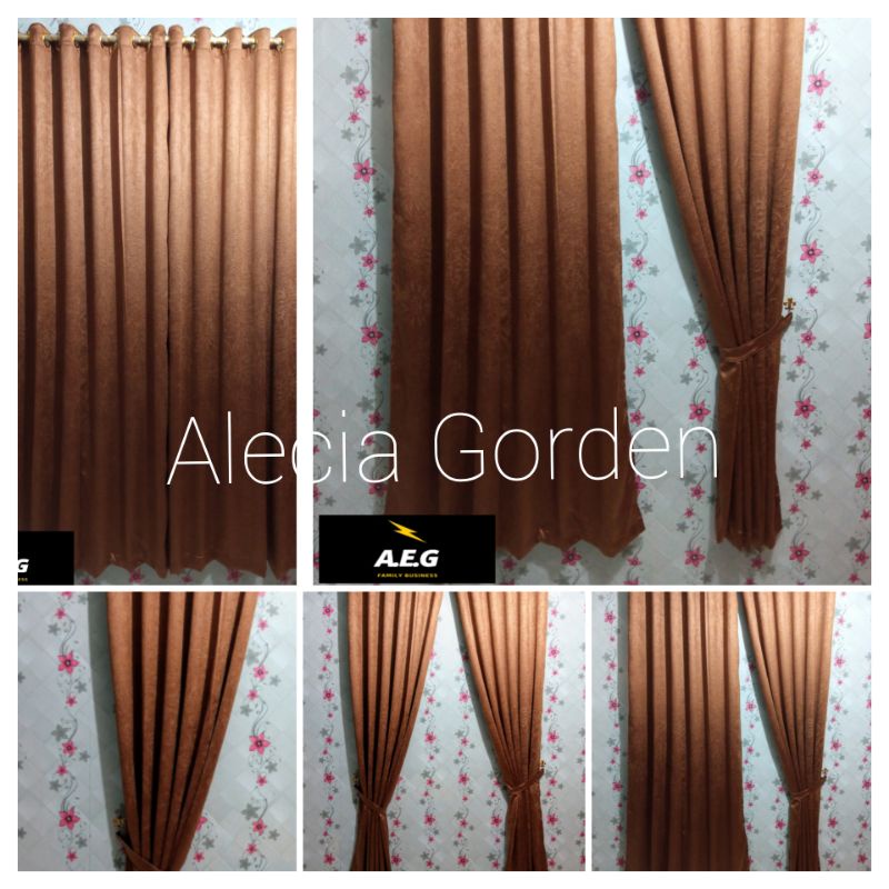 Gorden jendela gorden  pintu gorden minimalis blackout polos coklat