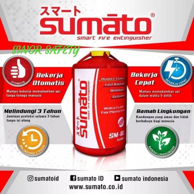 ORIGINAL SUMATO 1 Liter SM-10 Alat Pemadam Api Otomatis Tabung APAR